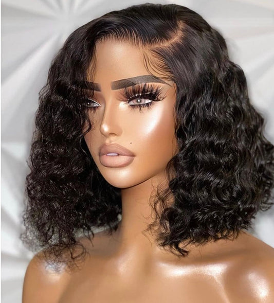 Airy Cap Bouncy Water Wave Short Bob Wig Wear And Go Glueless 6×5 Lace Wig Pre-Bleached Knots