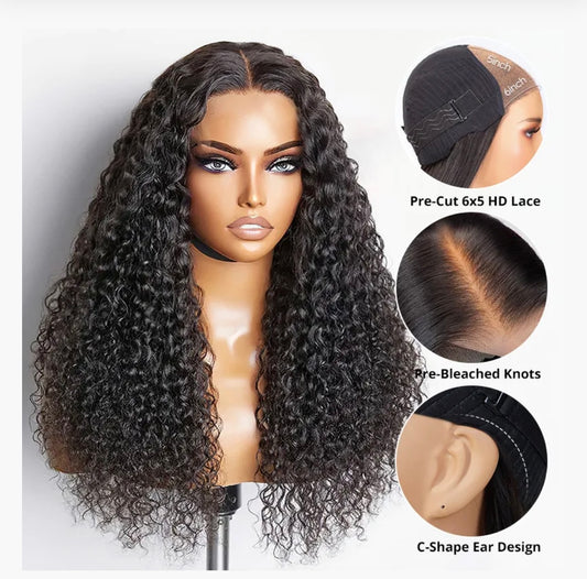 Ready To Go Deep Wave 6×5 Lace Wig Pre-Bleached Knots Glueless Wig Put It On & Go